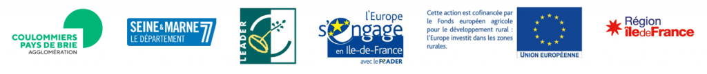 Logos des partenaires : CACPB, Seine-et-Marne, LEADER Europe, EU, Region Ile-de-France